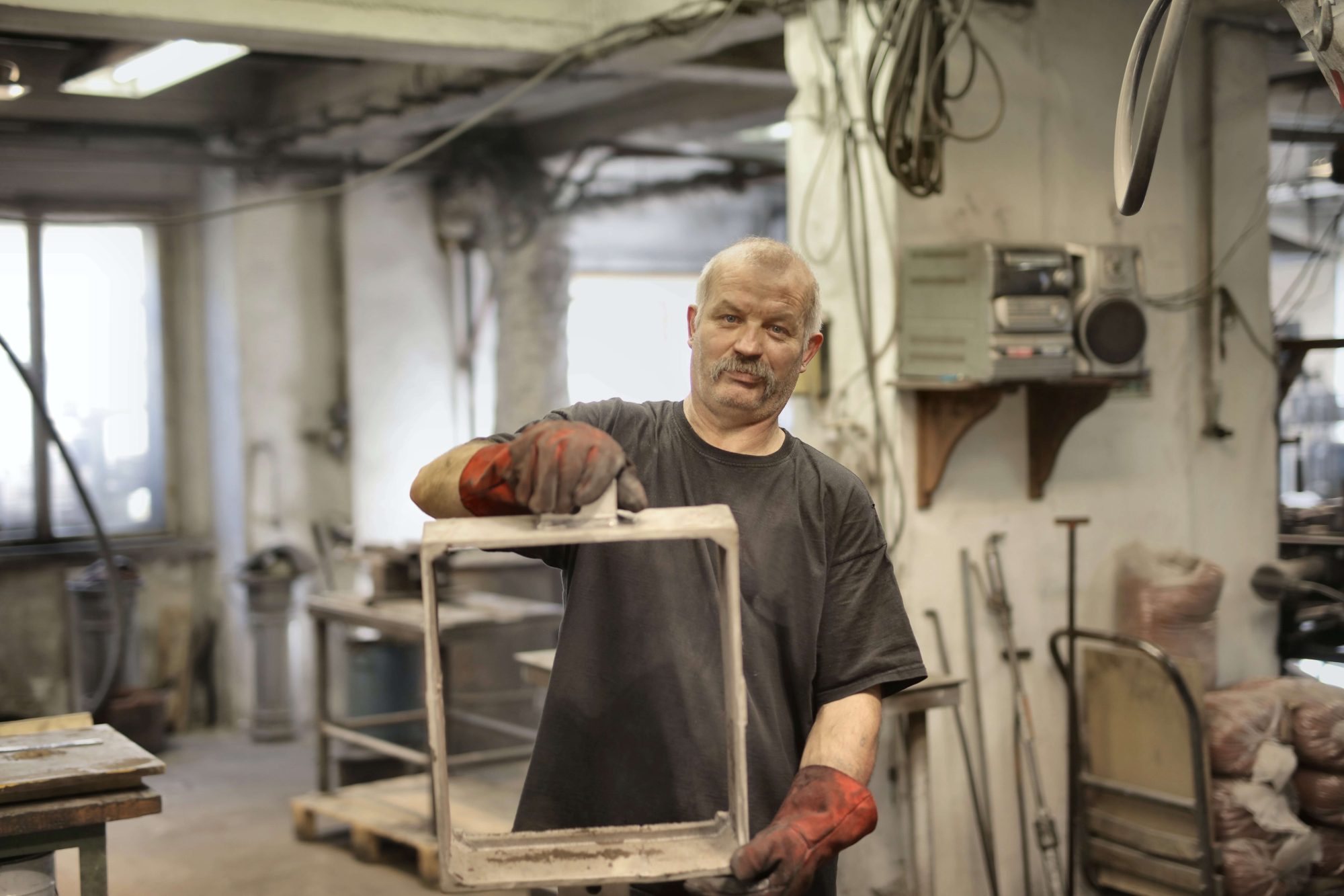 man, werk, maakindustrie, fabriek