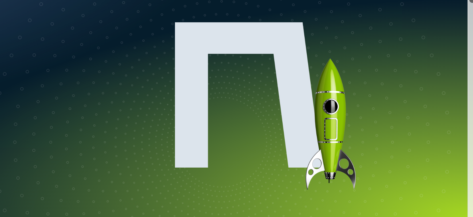 Wit symbool van Nimble Institute B.V. met groene raket