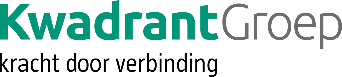 kwadrantgroep logo kracht door verbinding letters groen zwart