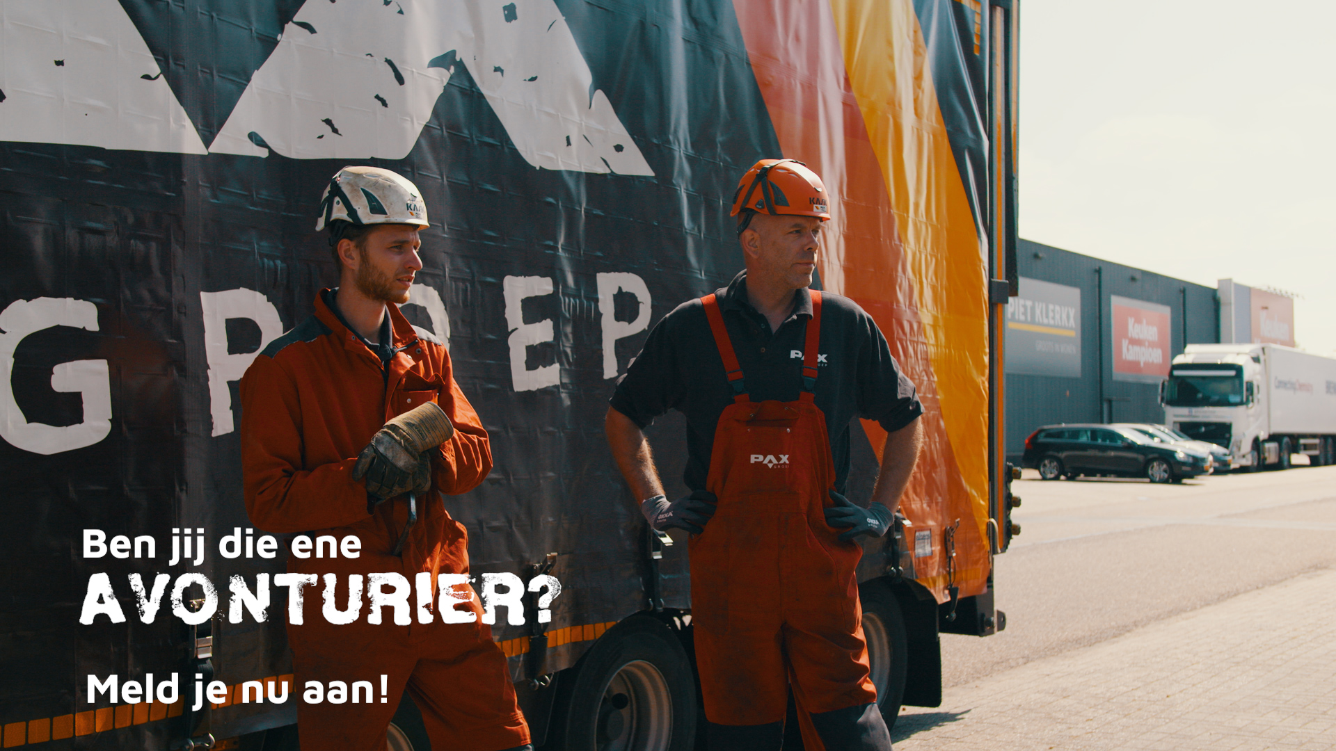 Pax werknemers veiligheid vrachtwagen rood oranje